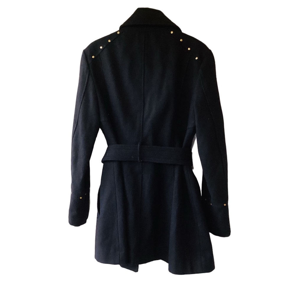 Kenneth Cole Asymmetrical Zip Coat with Belt Size 4 Black Winter Warm Wool Blend - Picture 2 of 12
